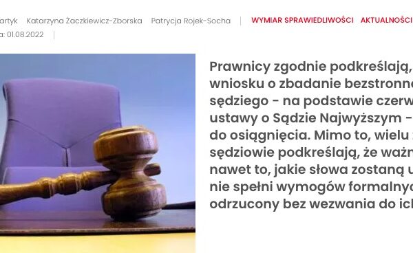 Do&nbsp;testu bezstronności sędziego wyboista droga, ważne każde słowo