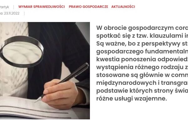 Klauzule indemnifikacyjne sposobem na&nbsp;ryzyko w&nbsp;relacjach handlowych