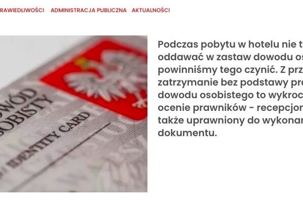 Dowodu osobistego w&nbsp;zastaw się nie&nbsp;zostawia