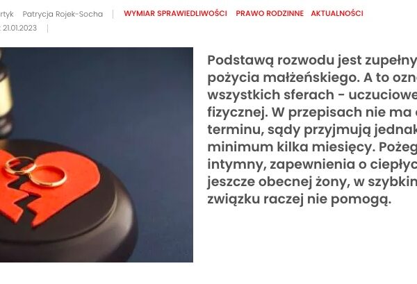 Przyszłą byłą żonę można kochać, byle nie&nbsp;w&nbsp;sądzie, bo&nbsp;z&nbsp;rozwodem będzie krucho