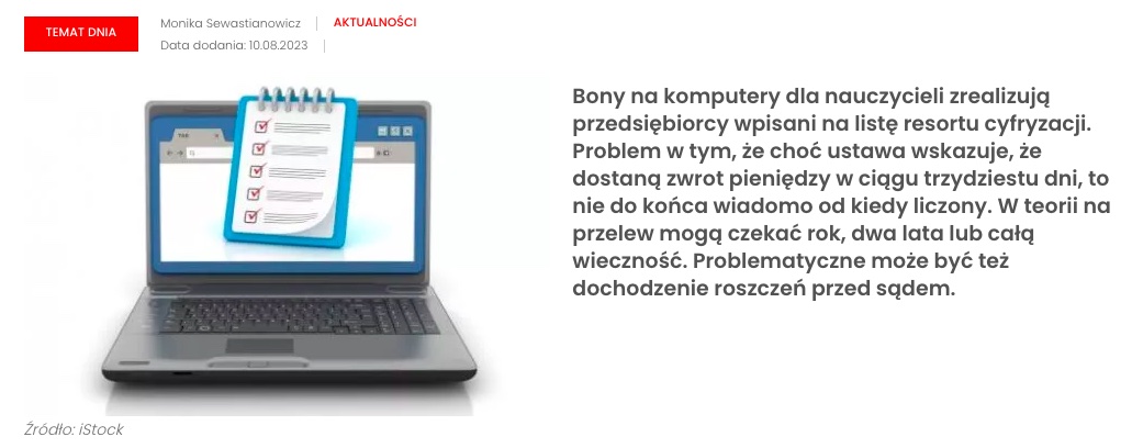 Sklep może poczekać na&nbsp;pieniądze za&nbsp;nauczycielski bon