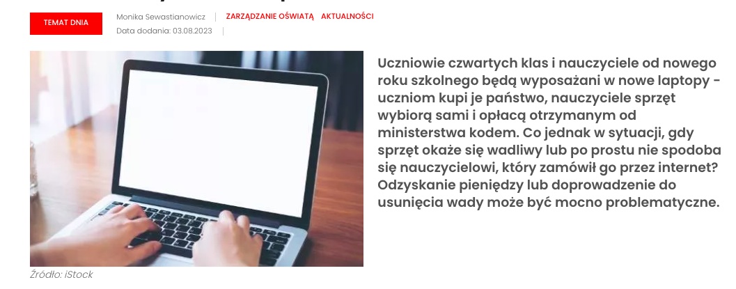 Trudno będzie reklamować zepsuty laptop, a&nbsp;na&nbsp;odzyskanie bonu nauczyciel może poczekać